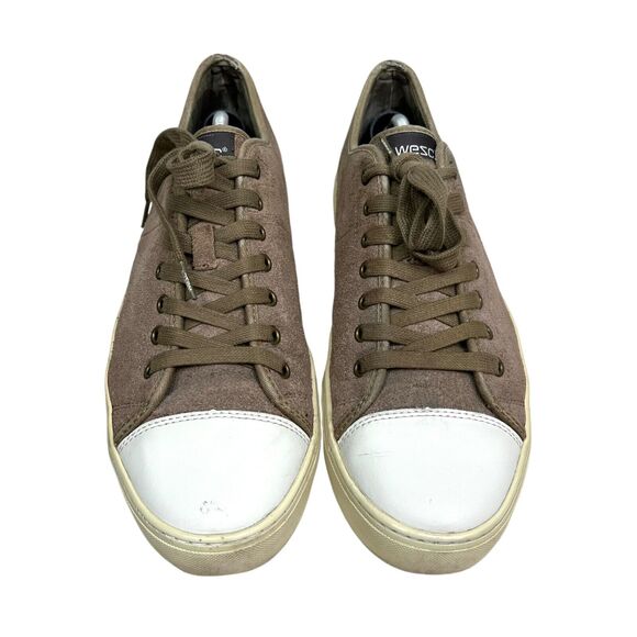 WEZC Mens Sneakers Clive Suede Vamp Low Top Lace Up Walnut Brown Black Sz 12 - Picture 4 of 9